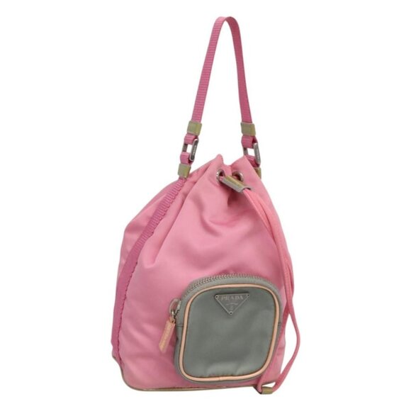 PRADA Hand Bag Nylon Pink Silver Auth 121843 - Picture 1 of 16